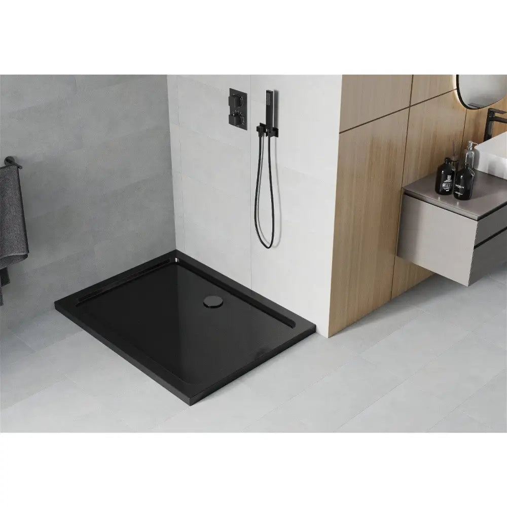 Mexen Flat Rektangulær Dusjbunn Slim 110x100 Cm Sort med Sort Avløp - 40701011b