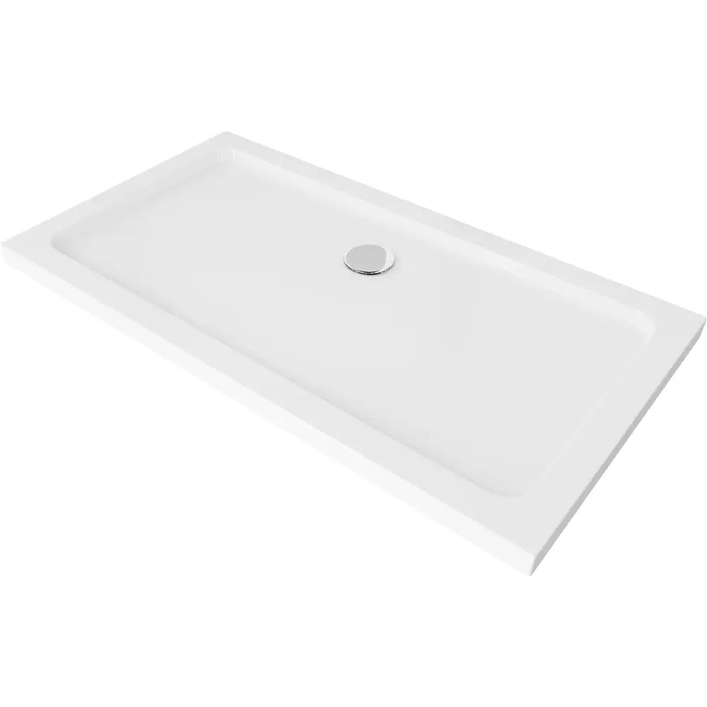Mexen Flat Rektangulær Dusjbunn Slim 120x70 Cm Hvit Krom Avløp