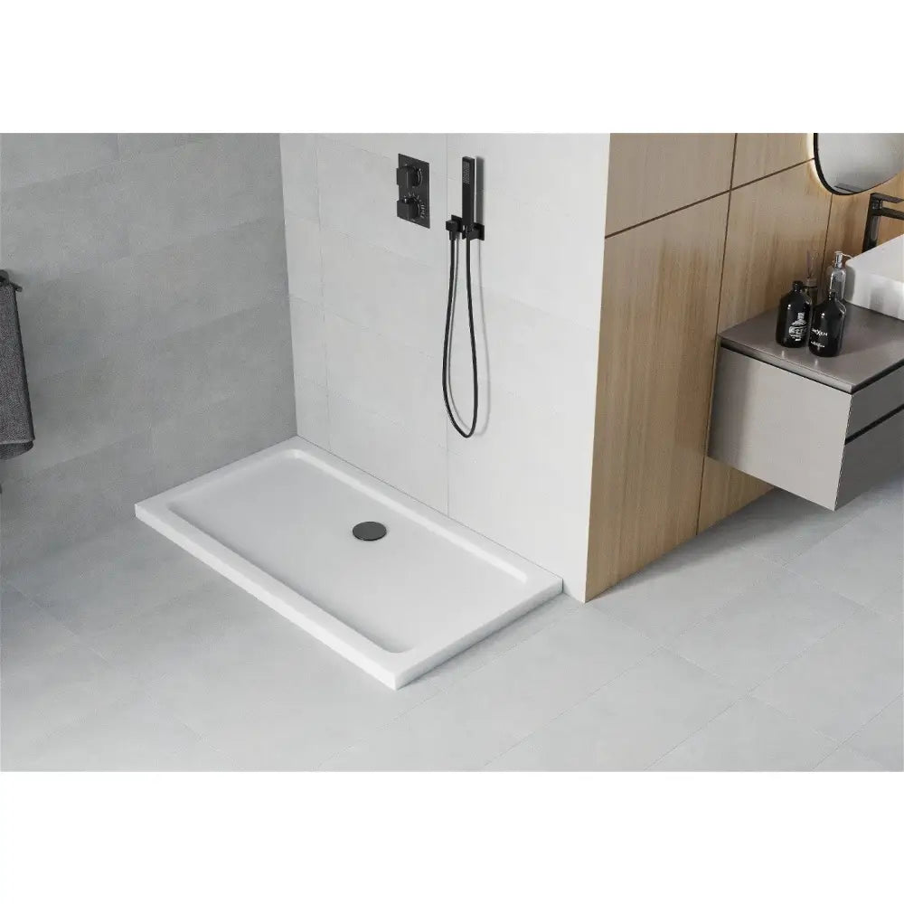 Mexen Flat Rektangulær Dusjkar Slim 120x70 Cm Hvit Svart Avløp - 40107012b