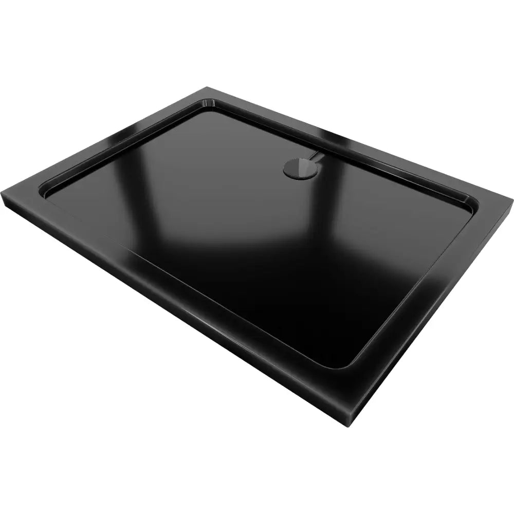 Mexen Flat Rektangulær Dusjkar Slim 130x80 Cm Svart med Svart Avløp - 40708013b