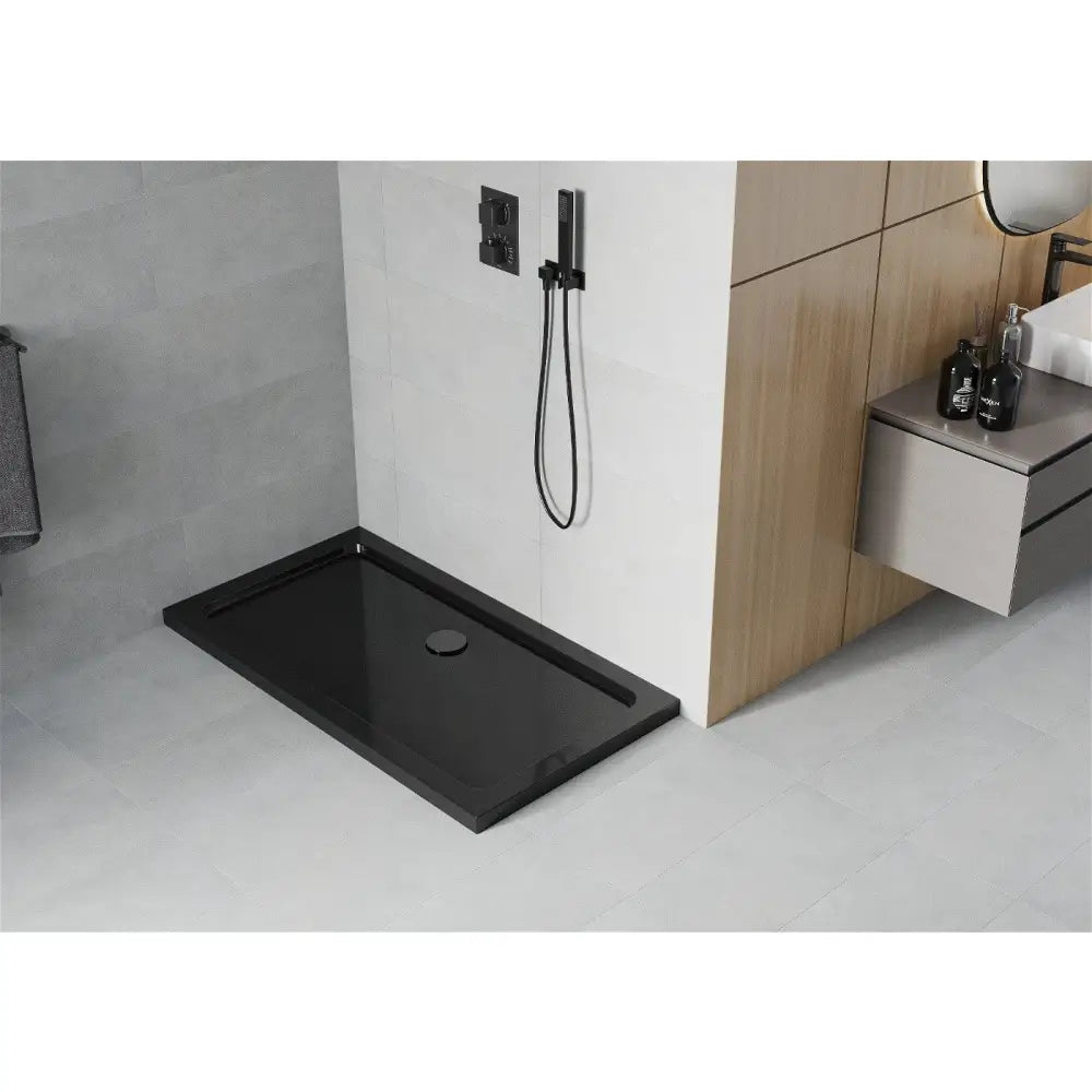 Mexen Flat Rektangulær Slim Dusjbrett 120x70 Cm Svart Svart Avløp - 40707012b