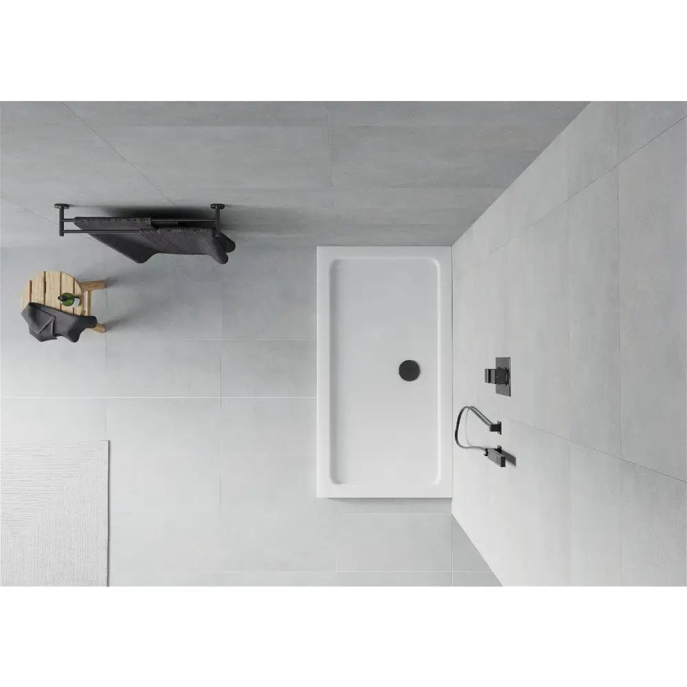 Mexen Flat Rektangulært Dusjbrett Slim 140x70 Cm Hvitt med Svart Avløp - 40107014b