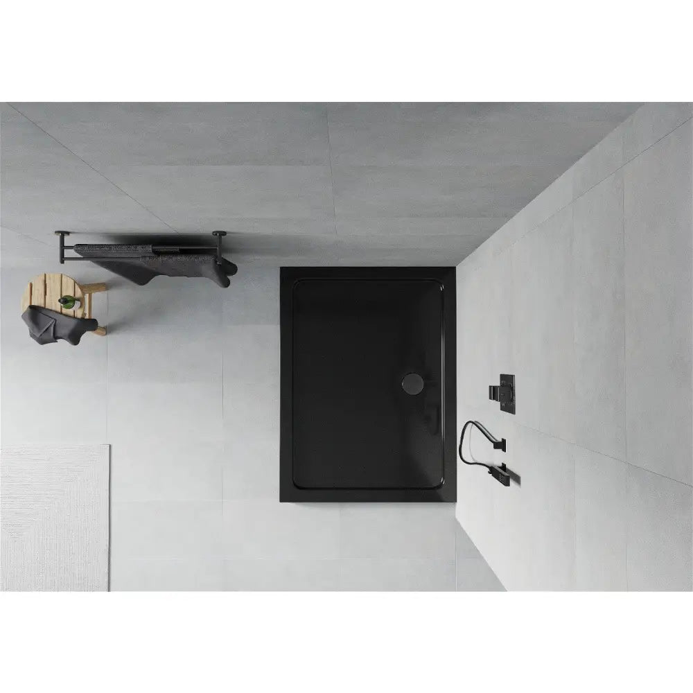 Mexen Flat Rektangulært Dusjkar Slim 100x70 Cm Svart Avløp Svart - 40707010b