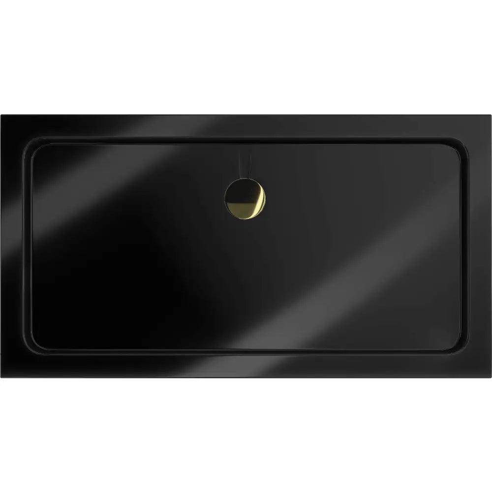 Mexen Flat Rektangulært Dusjkar Slim 140x70 Cm Svart med Gullfarget Avløp - 40707014g