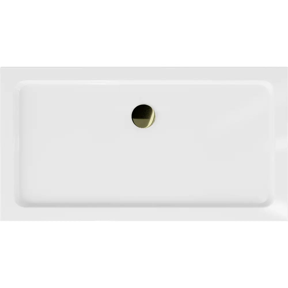 Mexen Flat Rektangulært Slankt Dusjkar 130x70 Cm Hvit Gullfarget Avløp - 40107013g