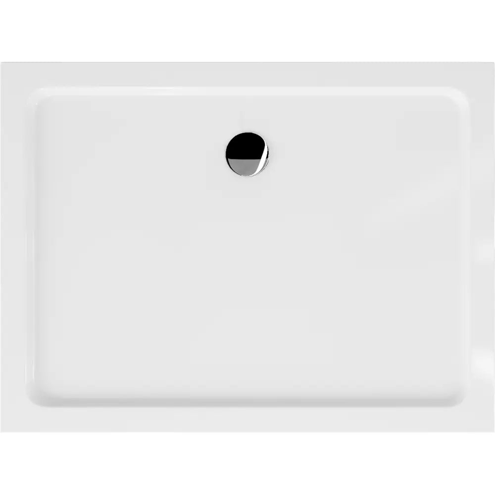 Mexen Flat Rektangulært Slim Dusjbrett 100x90 Cm Hvitt Avløp i Krom