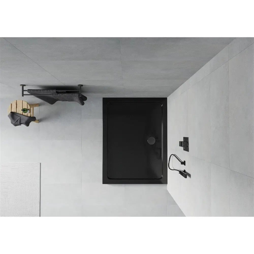 Mexen Flat Rektangulært Slim Dusjbrett 130x90 Cm Svart med Svart Avløp - 40709013b