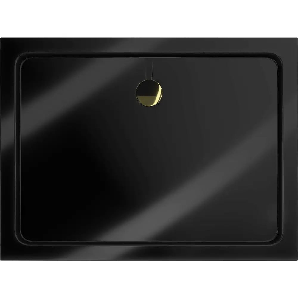 Mexen Flat Rektangulært Slim Dusjbrett 140x80 Cm Sort Gullfarget Avløp - 40708014g