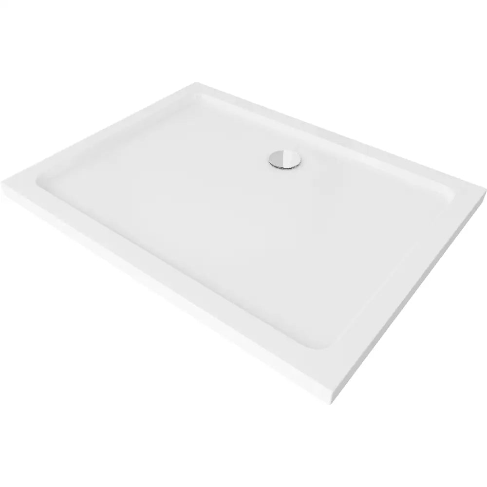 Mexen Flat Rektangulært Slim Dusjkabinett 120x90 Cm Hvit med Krom Avløp