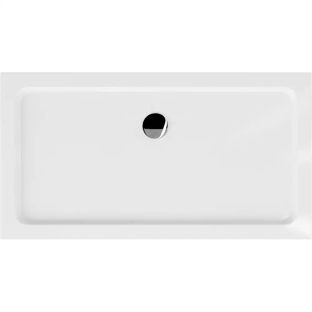 Mexen Flat Rektangulært Slim Dusjkabinett 130x70 Cm Hvit Krom Avløp