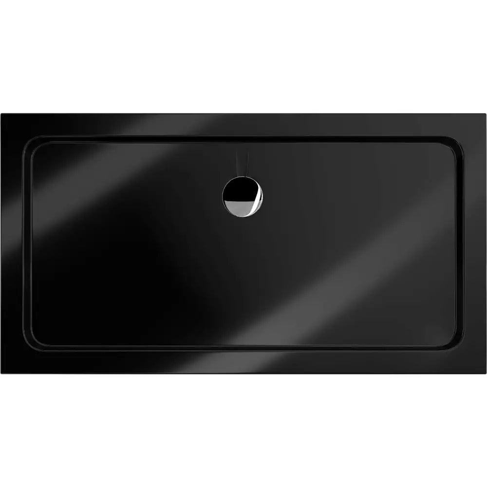 Mexen Flat Rektangulært Slim Dusjkabinett 140x70 Cm Svart Krom Avløp