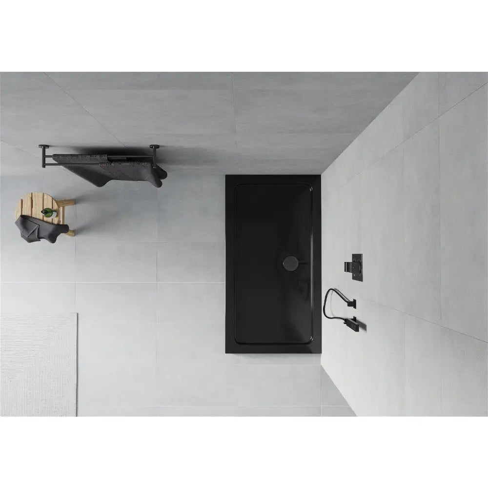 Mexen Flat Rektangulært Slim Dusjkar 140x70 Cm Svart med Svart Avløp - 40707014b