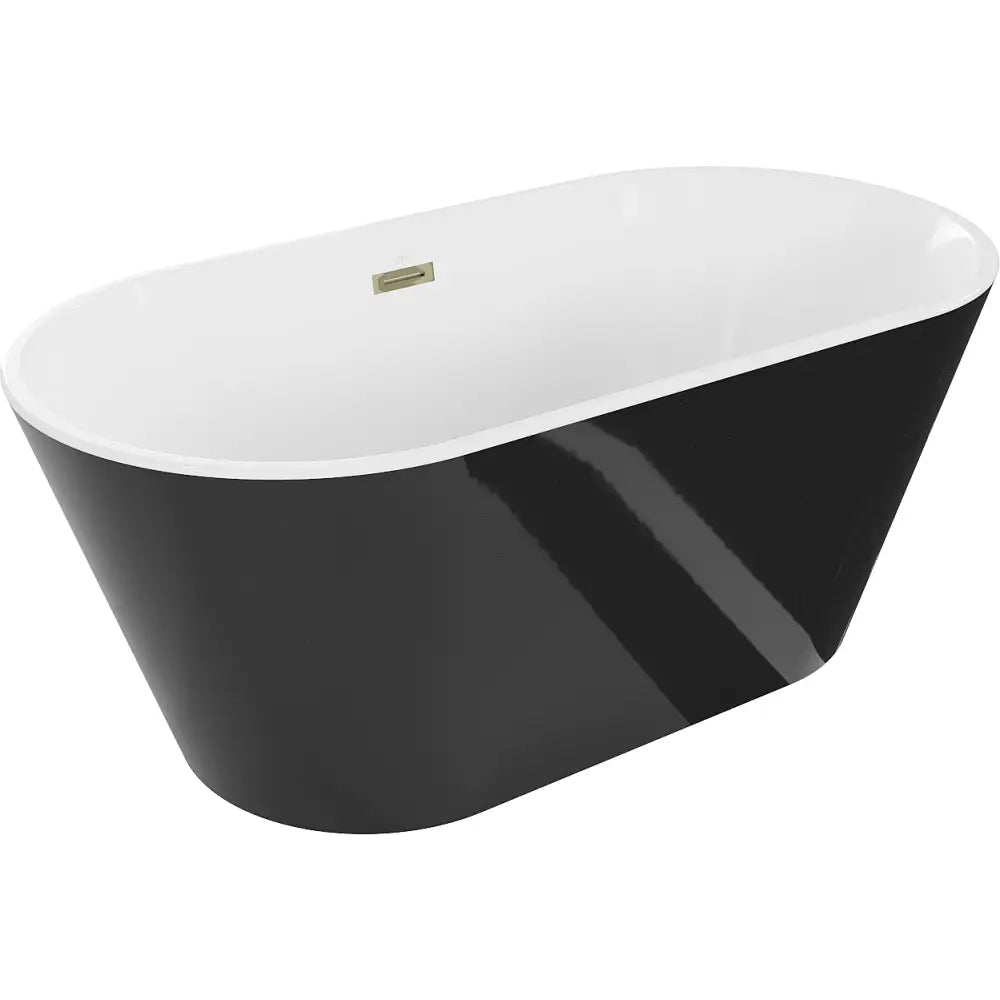 Mexen Flavia Frittstående Badekar 150x75 Cm Hvit/svart Gull Overløp - 54031507575-g