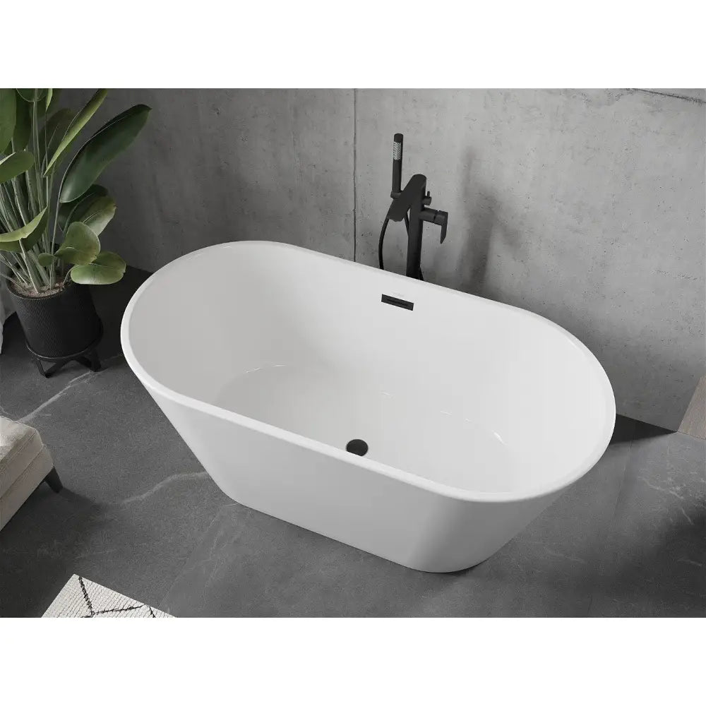 Mexen Flavia Frittstående Badekar 150x75 Cm Hvit Svart Overløp - 54031507500-b