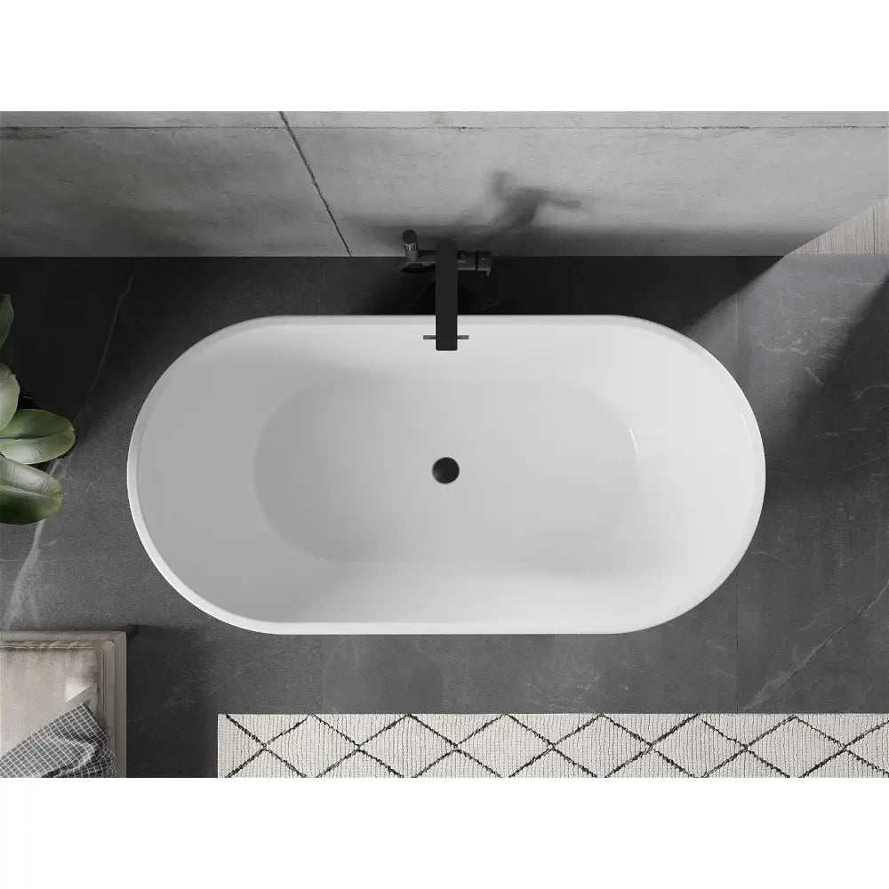 Mexen Flavia Frittstående Badekar 150x75 Cm Hvit Svart Overløp - 54031507500-b