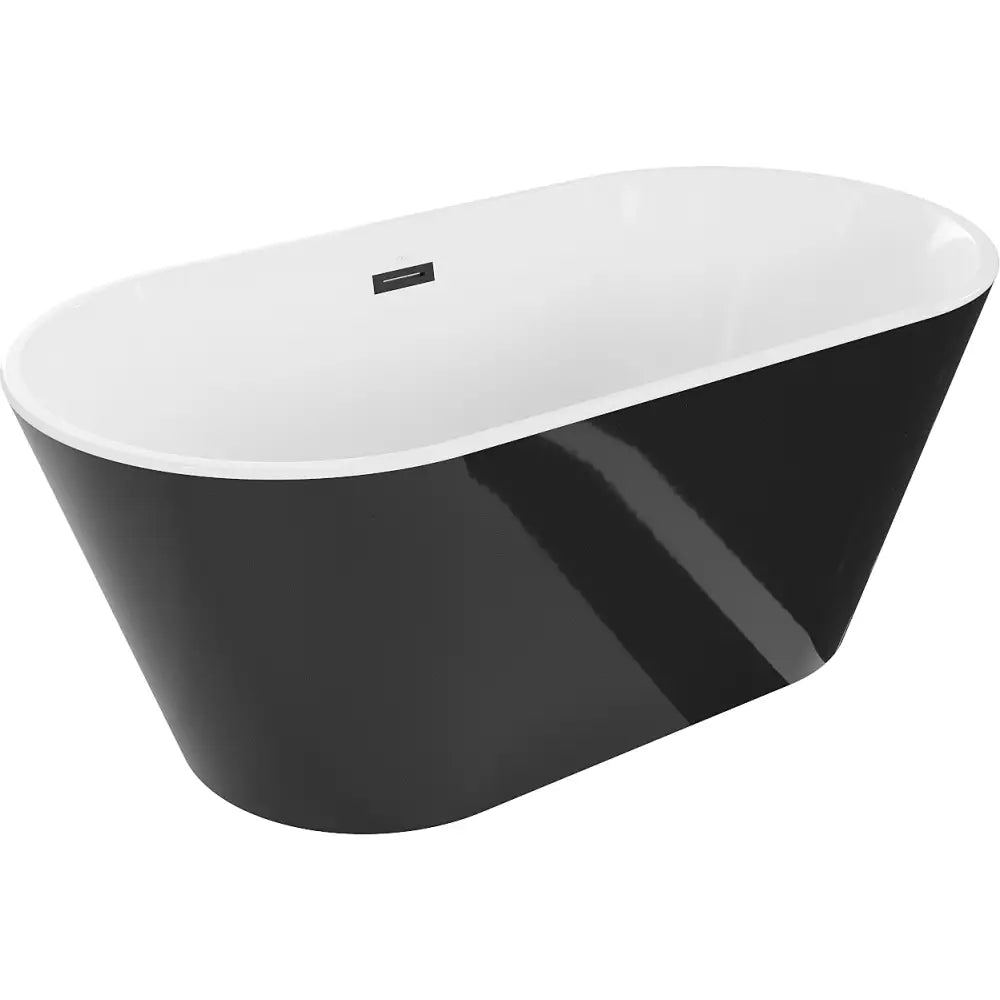 Mexen Flavia Frittstående Badekar 150x75 Cm Hvit/svart Svart Overløp - 54031507575-b