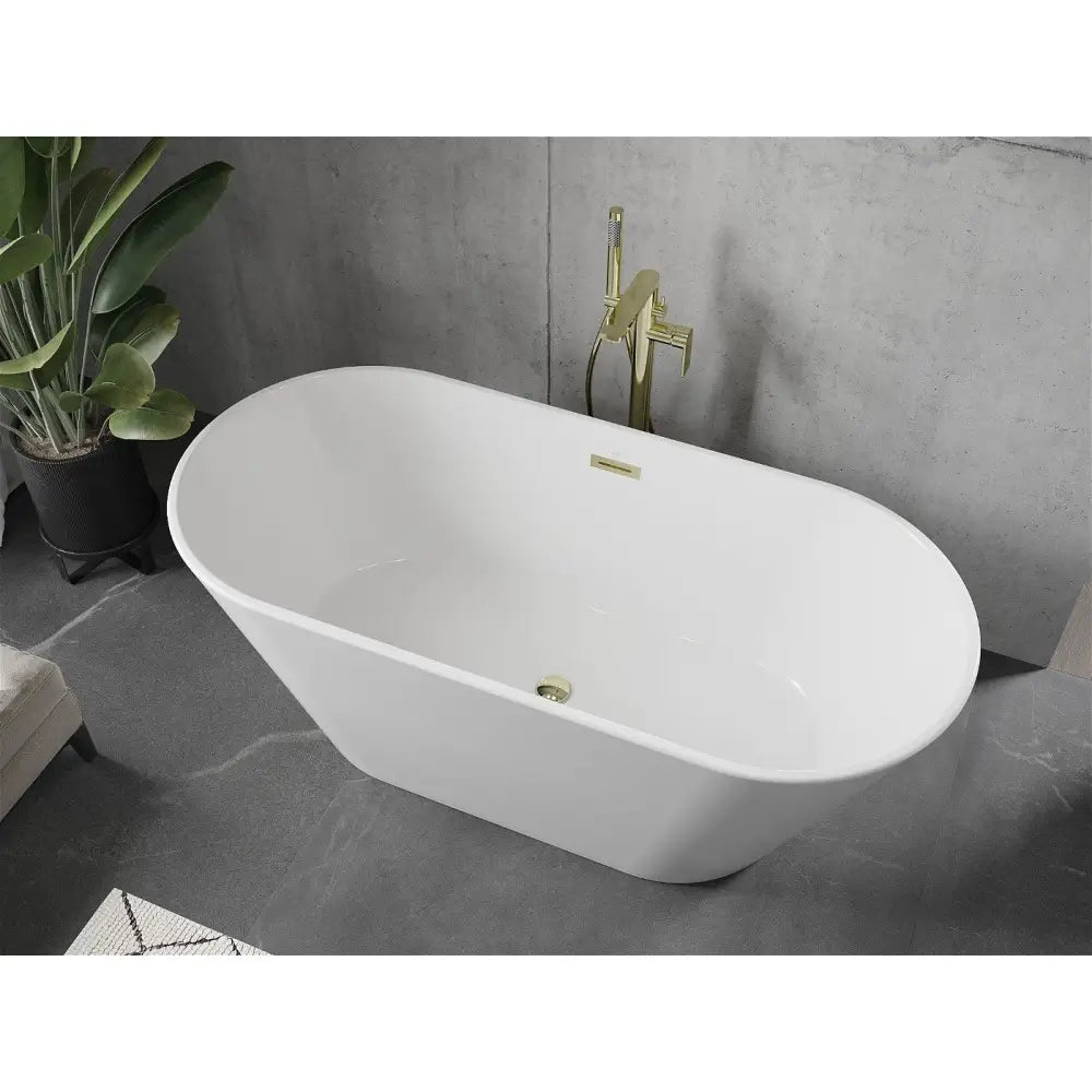 Mexen Flavia Frittstående Badekar 160x74 Cm Hvit Gull Overløp - 54031608000-g