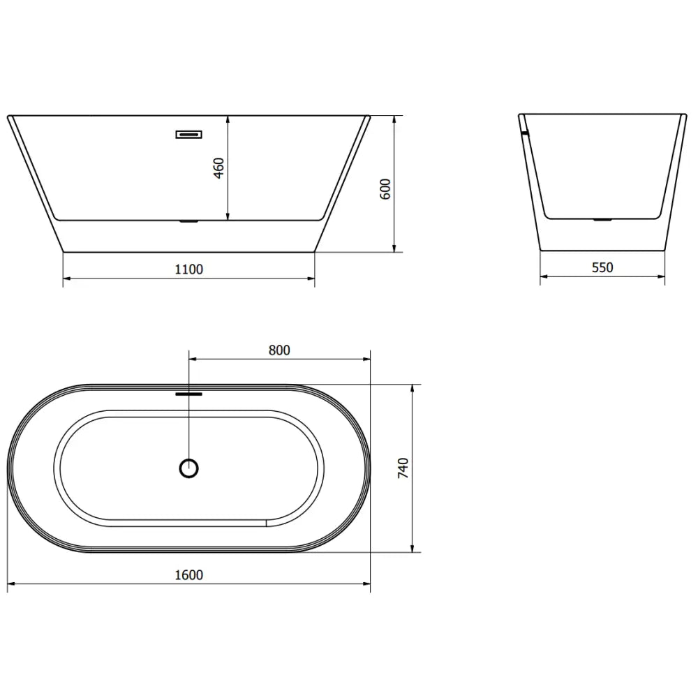 Mexen Flavia Frittstående Badekar 160x74 Cm Hvit Gull Overløp - 54031608000-g