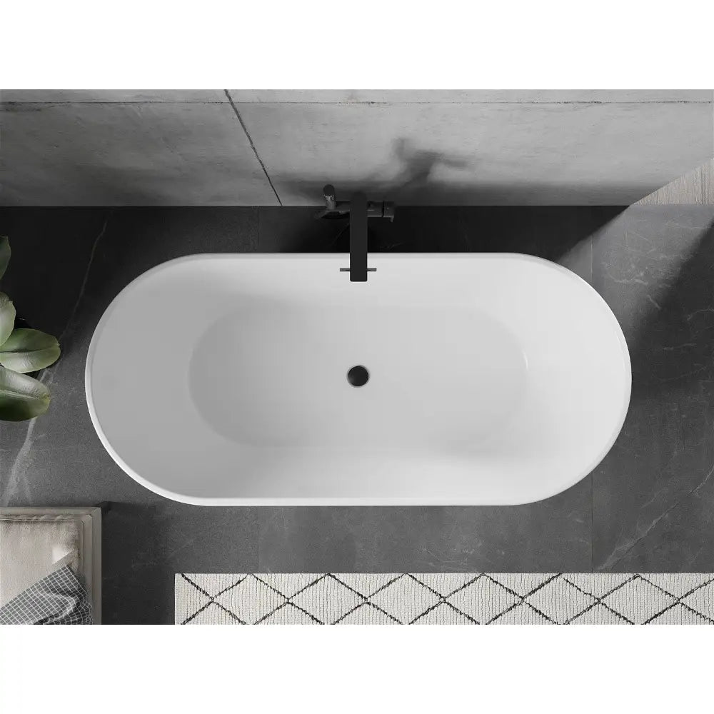 Mexen Flavia Frittstående Badekar 160x74 Cm Hvit/svart Svart Overløp - 54031608075-b