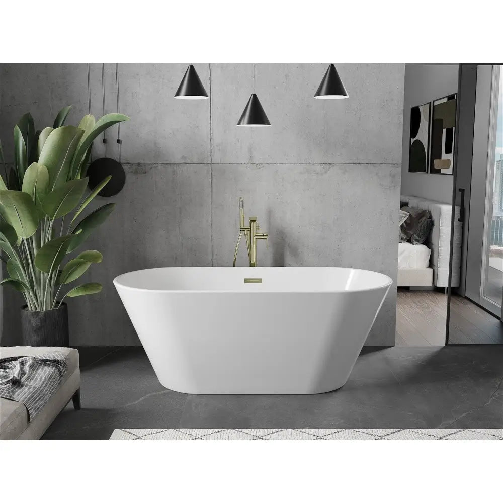 Mexen Flavia Frittstående Badekar 170x75 Cm Hvit med Gull Overløp - 54031708000-g