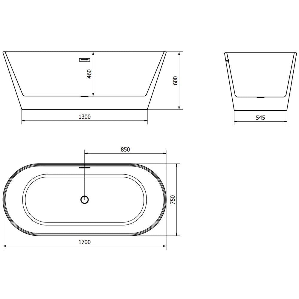 Mexen Flavia Frittstående Badekar 170x75 Cm Hvit/svart Gull Overløp - 54031708075-g