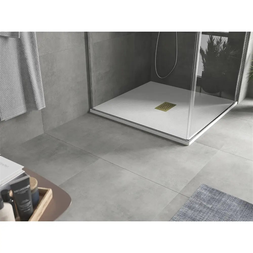 Mexen Hugo Dusjkabinett av Smc Kvadratisk 100x100 Cm Hvitt med Gulldeksel - 42101010-g