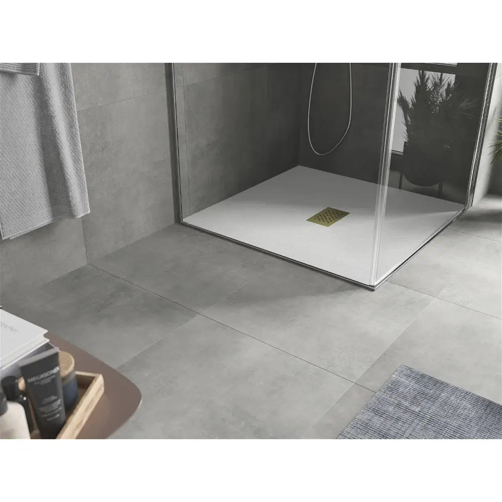 Mexen Hugo Dusjkabinett av Smc Kvadratisk 100x100 Cm Hvitt med Gulldeksel - 42101010-g