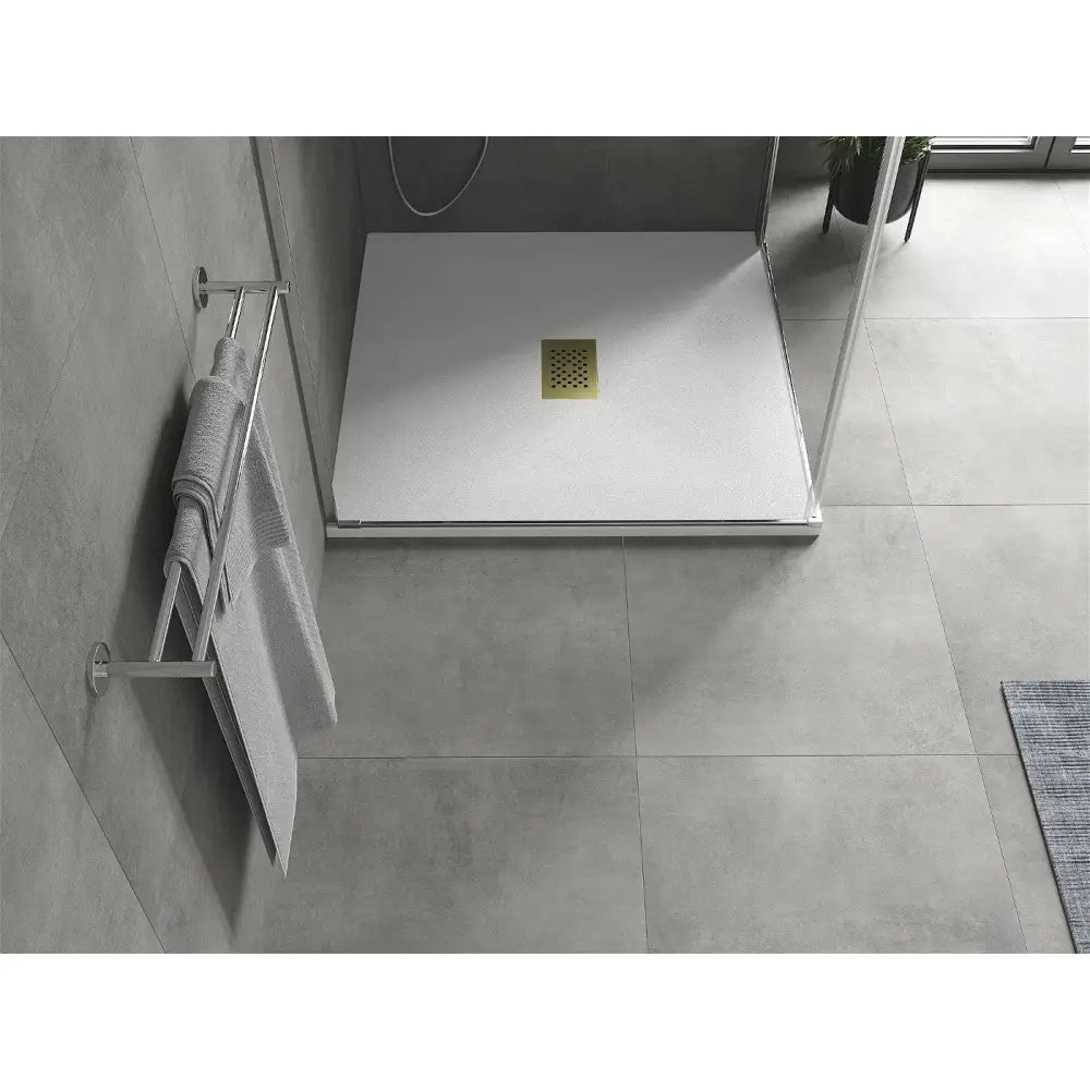 Mexen Hugo Dusjkabinett av Smc Kvadratisk 100x100 Cm Hvitt med Gulldeksel - 42101010-g