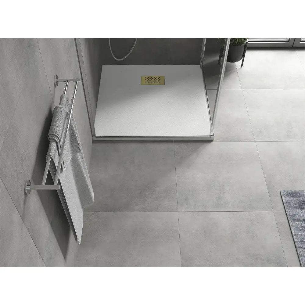 Mexen Hugo Dusjkabinett Firkantet Smc 70x70 Cm Hvit med Gull Deksel - 42107070-g