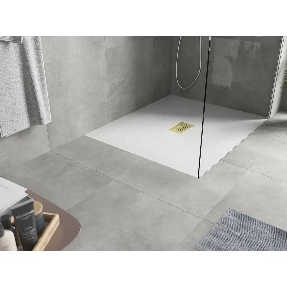 Mexen Hugo Dusjkabinett Rektangulært Smc 140x100 Cm Hvit med Gull Deksel - 42101014-g