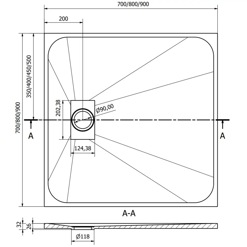 Mexen Hugo Firkantet Smc-dusjbrett 90x90 Cm Hvit med Sort Deksel - 42109090-b