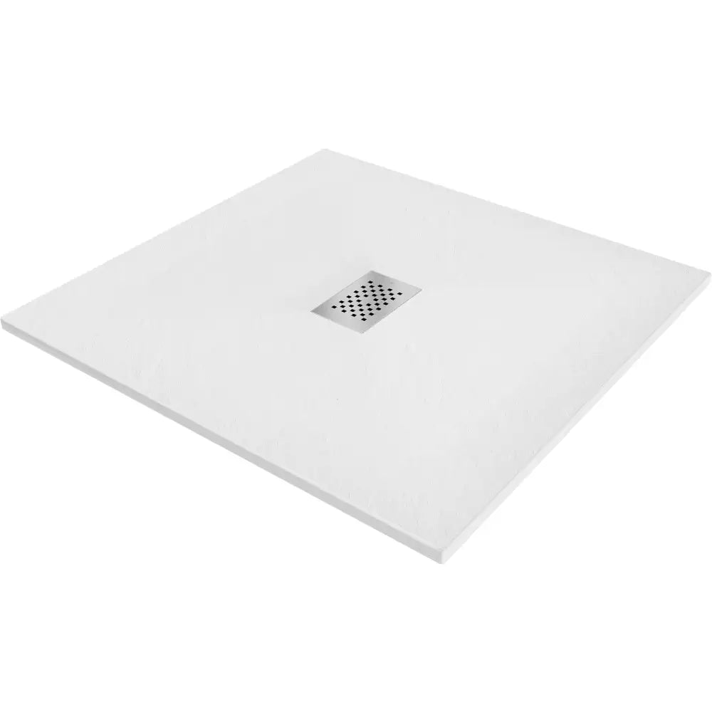 Mexen Hugo Kvadratisk Smc-dusjbunn 100x100 Cm Hvit med Inox Frontpanel - 42101010-x