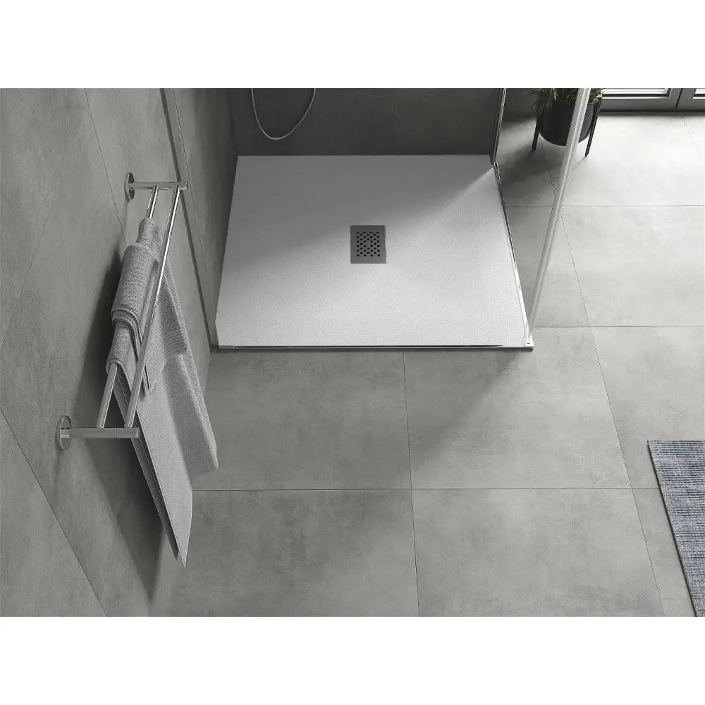 Mexen Hugo Kvadratisk Smc-dusjbunn 100x100 Cm Hvit med Inox Frontpanel - 42101010-x