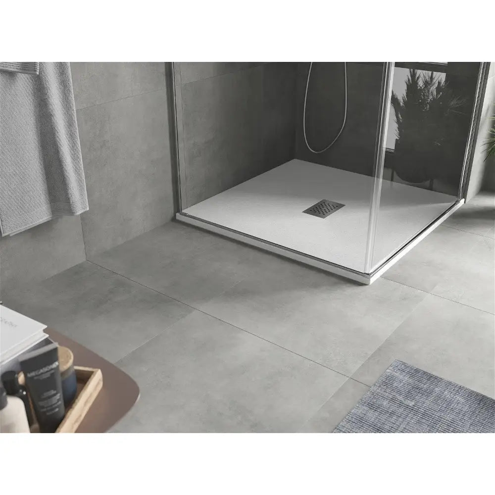 Mexen Hugo Kvadratisk Smc-dusjbunn 100x100 Cm Hvit med Inox Frontpanel - 42101010-x