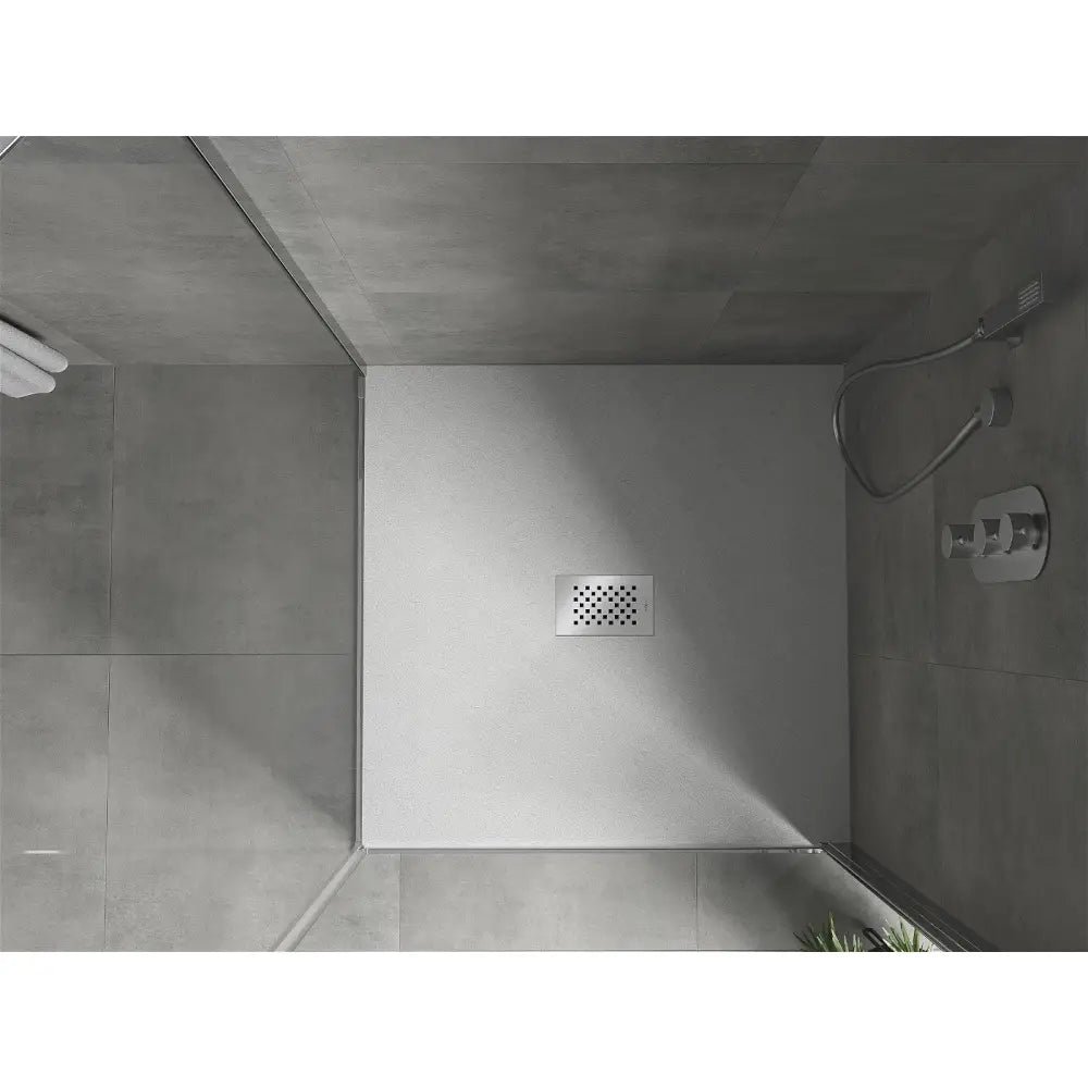 Mexen Hugo Kvadratisk Smc-dusjbunn 100x100 Cm Hvit med Inox Frontpanel - 42101010-x