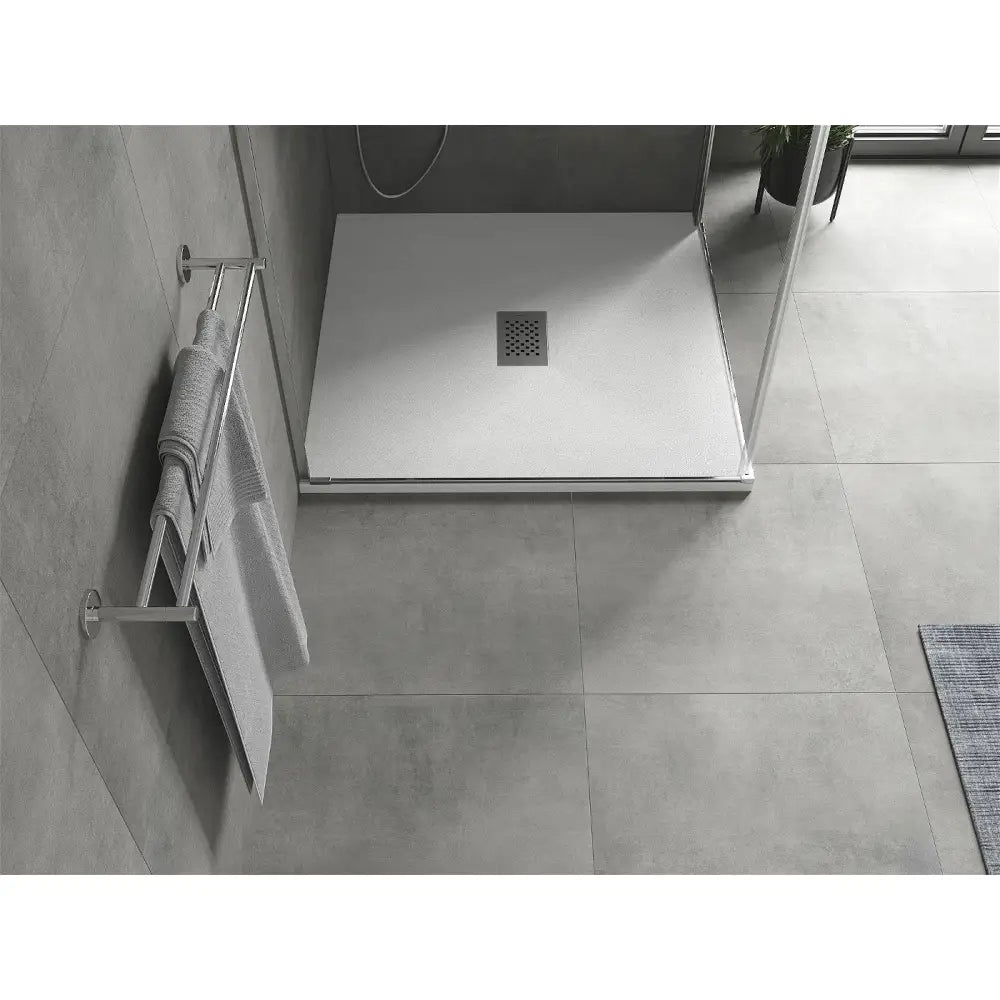 Mexen Hugo Kvadratisk Smc-dusjbunn 100x100 Cm Hvit med Inox Frontpanel - 42101010-x