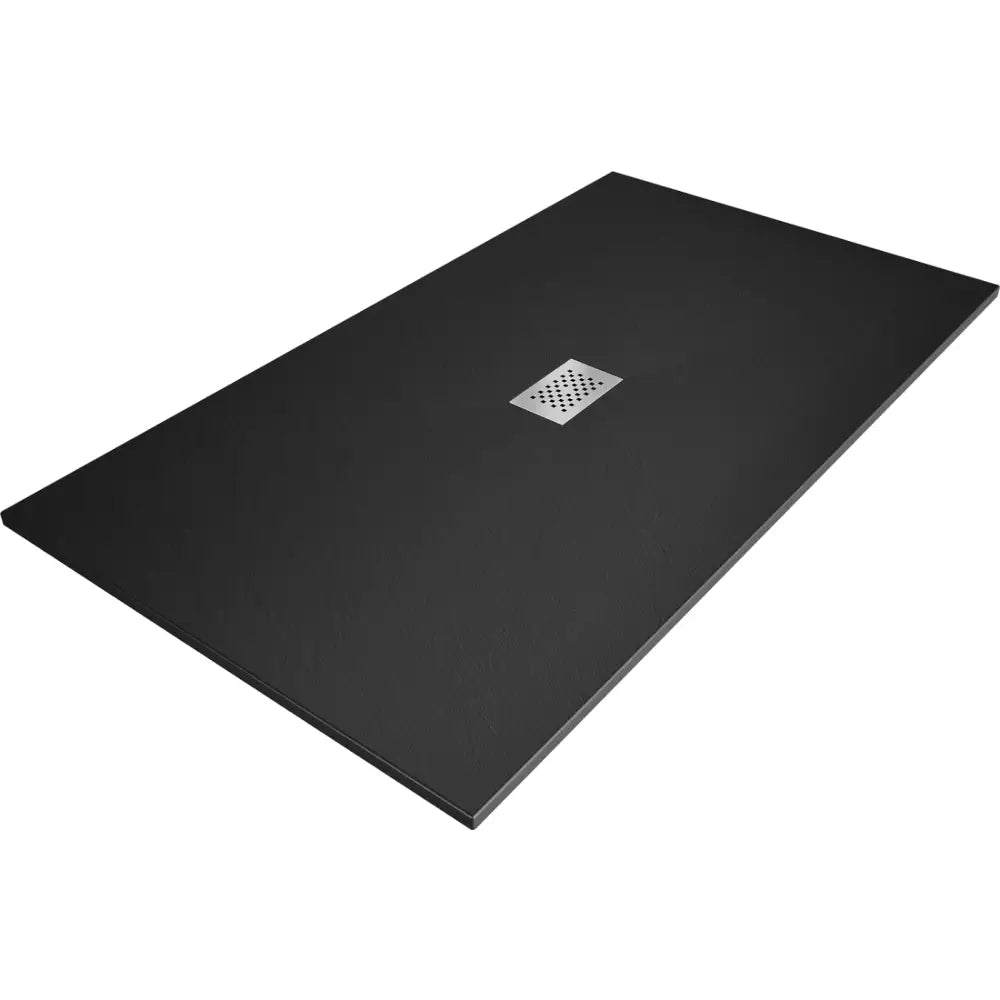 Mexen Hugo Rektangulær Dusjbrett i Smc 150x100 Cm Svart med Inox Frontpanel - 42701015-x