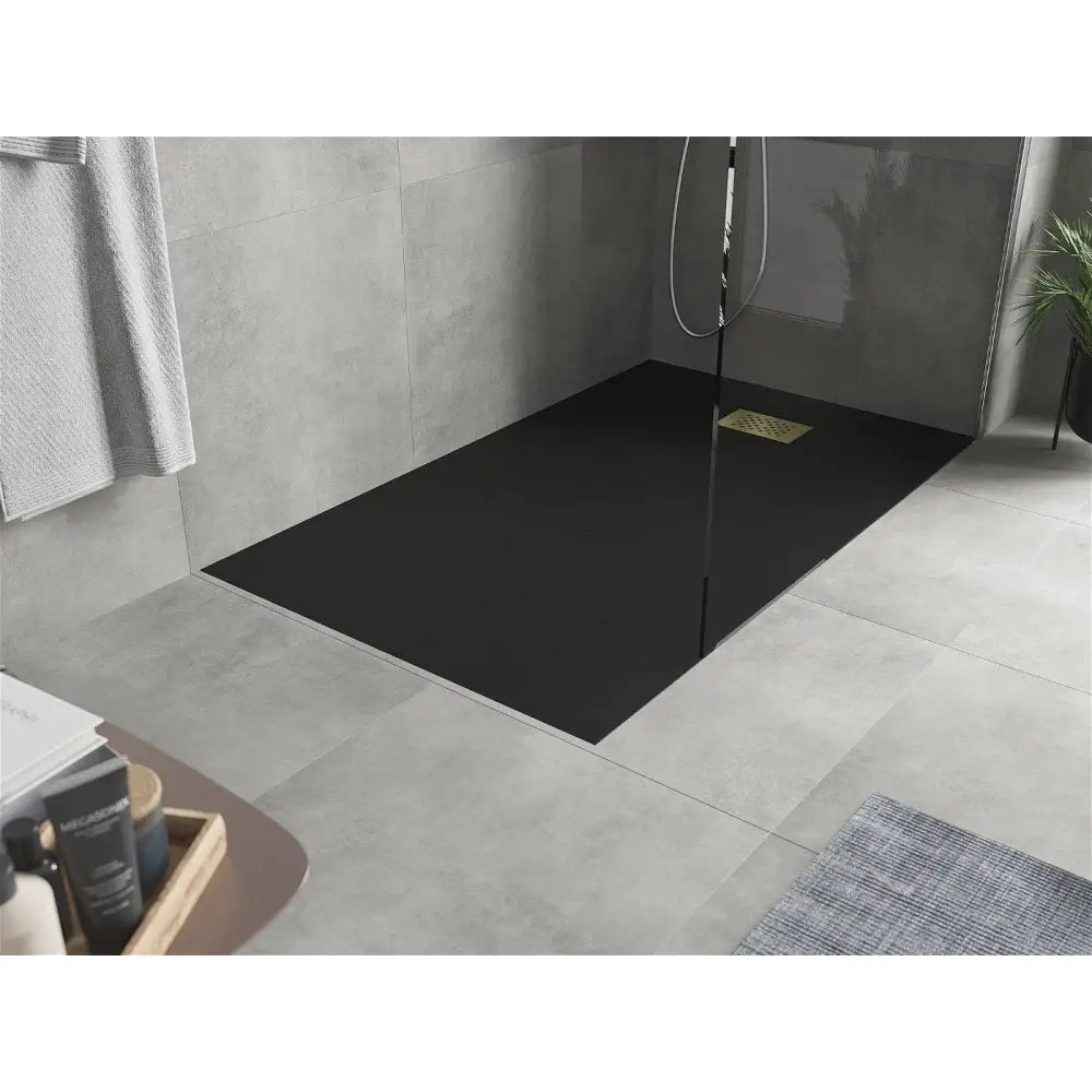 Mexen Hugo Rektangulær Dusjbunn Smc 150x80 Cm Svart med Gulldeksel - 42708015-g