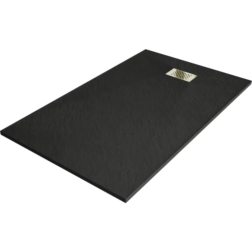 Mexen Hugo Rektangulær Dusjbunn Smc 150x80 Cm Svart med Gulldeksel - 42708015-g