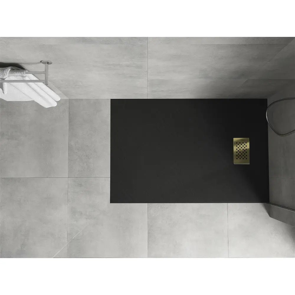 Mexen Hugo Rektangulær Smc-dusjbunn 100x80 Cm Svart med Gulldeksel - 42708010-g