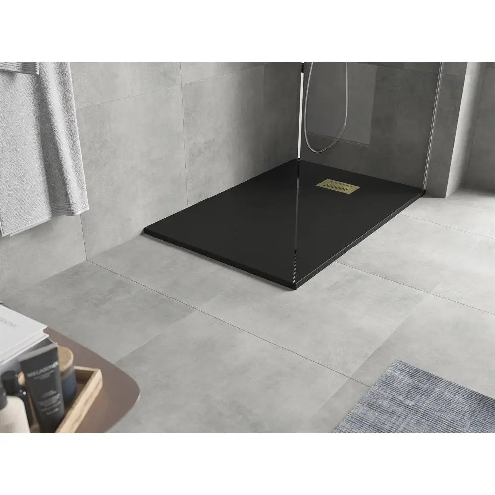 Mexen Hugo Rektangulær Smc-dusjbunn 100x80 Cm Svart med Gulldeksel - 42708010-g
