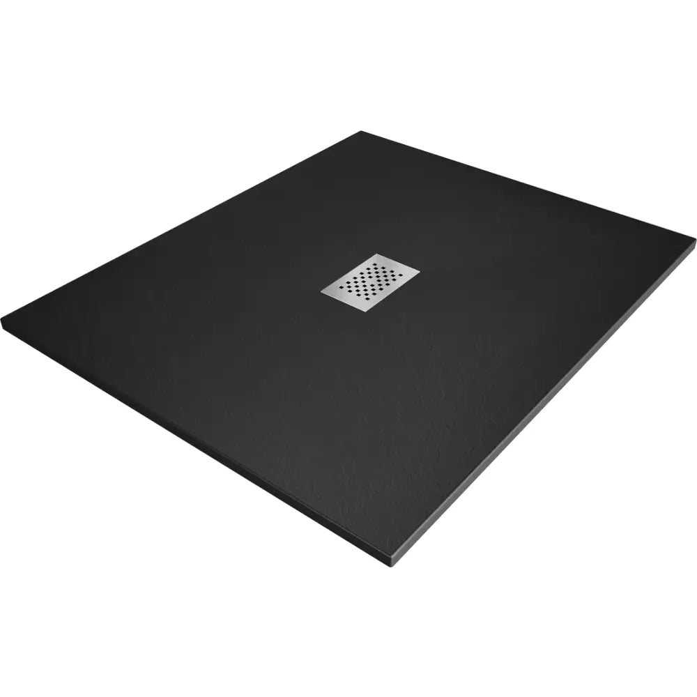 Mexen Hugo Rektangulær Smc Dusjbunn 110x100 Cm Svart med Inox Frontpanel - 42701011-x