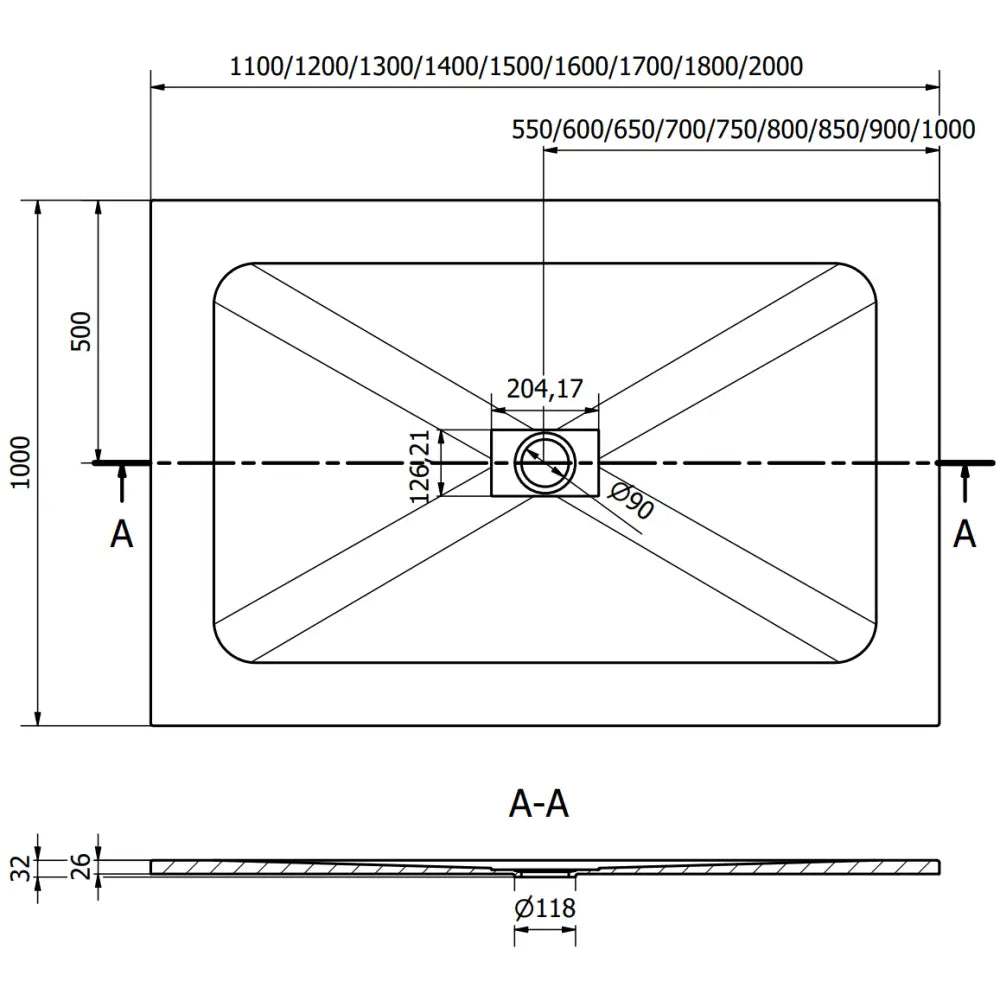 Mexen Hugo Rektangulær Smc Dusjbunn 140x100 Cm Svart med Inox Deksel - 42701014-x