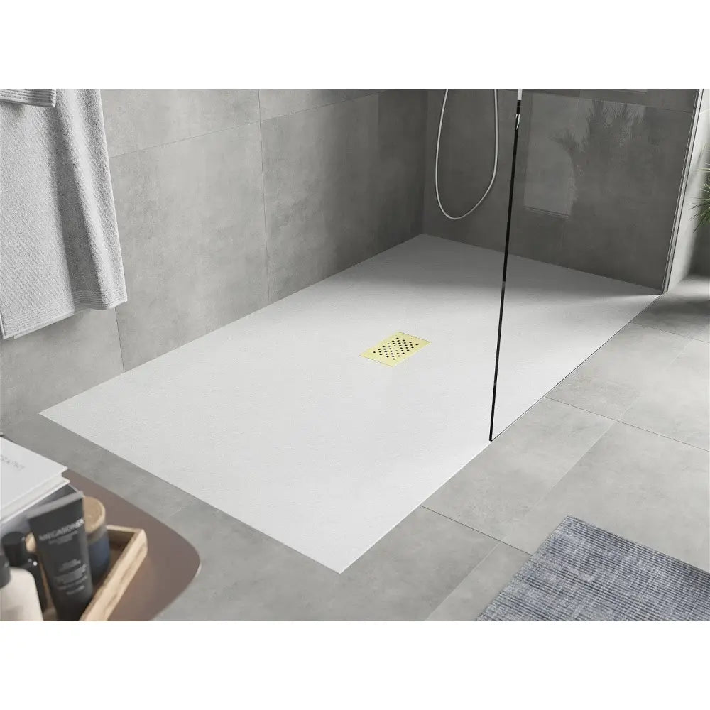 Mexen Hugo Rektangulær Smc-dusjbunn 200x100 Cm Hvit med Gull Deksel - 42101020-g