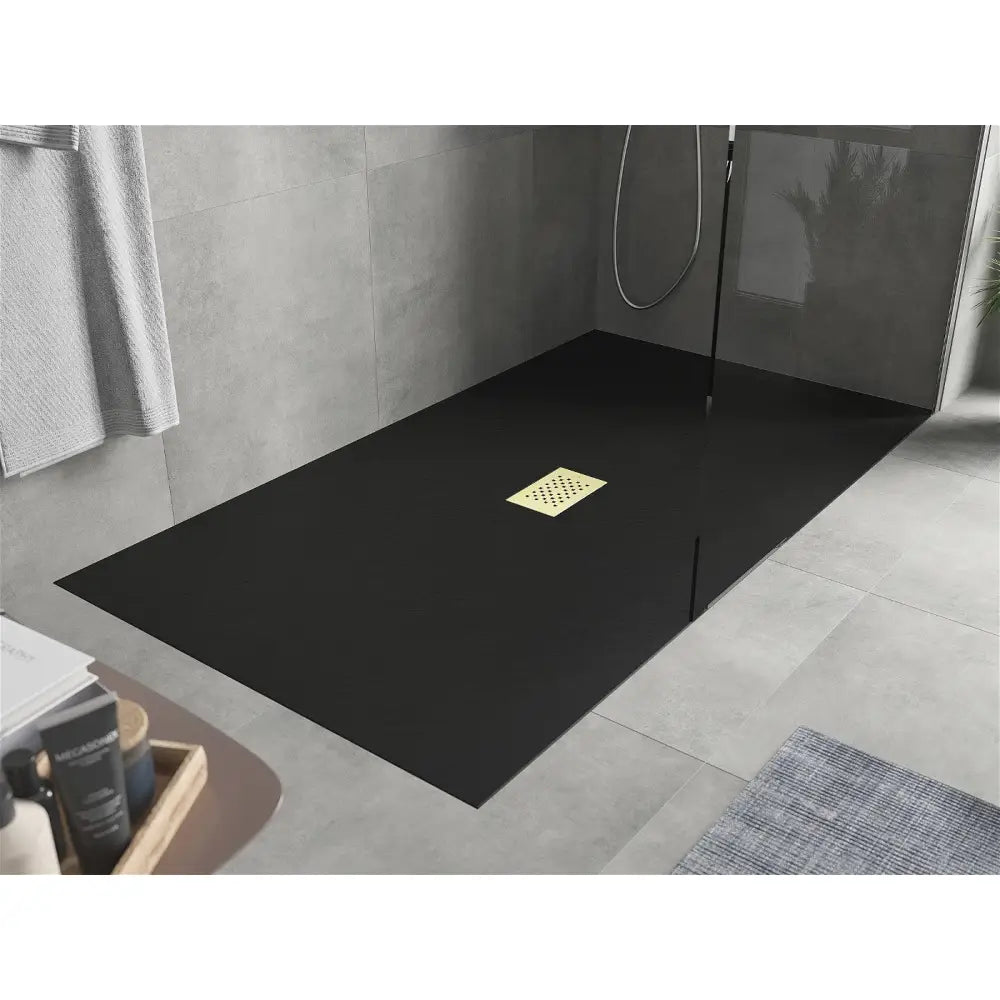 Mexen Hugo Rektangulær Smc Dusjbunn 200x100 Cm Svart med Gulldeksel - 42701020-g