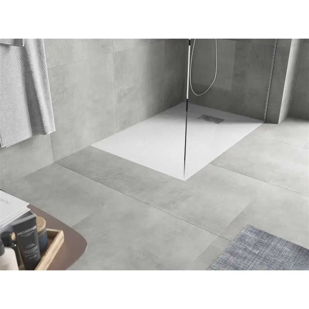Mexen Hugo Rektangulært Dusjbrett Smc 120x70 Cm Hvitt med Rustfritt Stål Frontpanel - 42107012-x