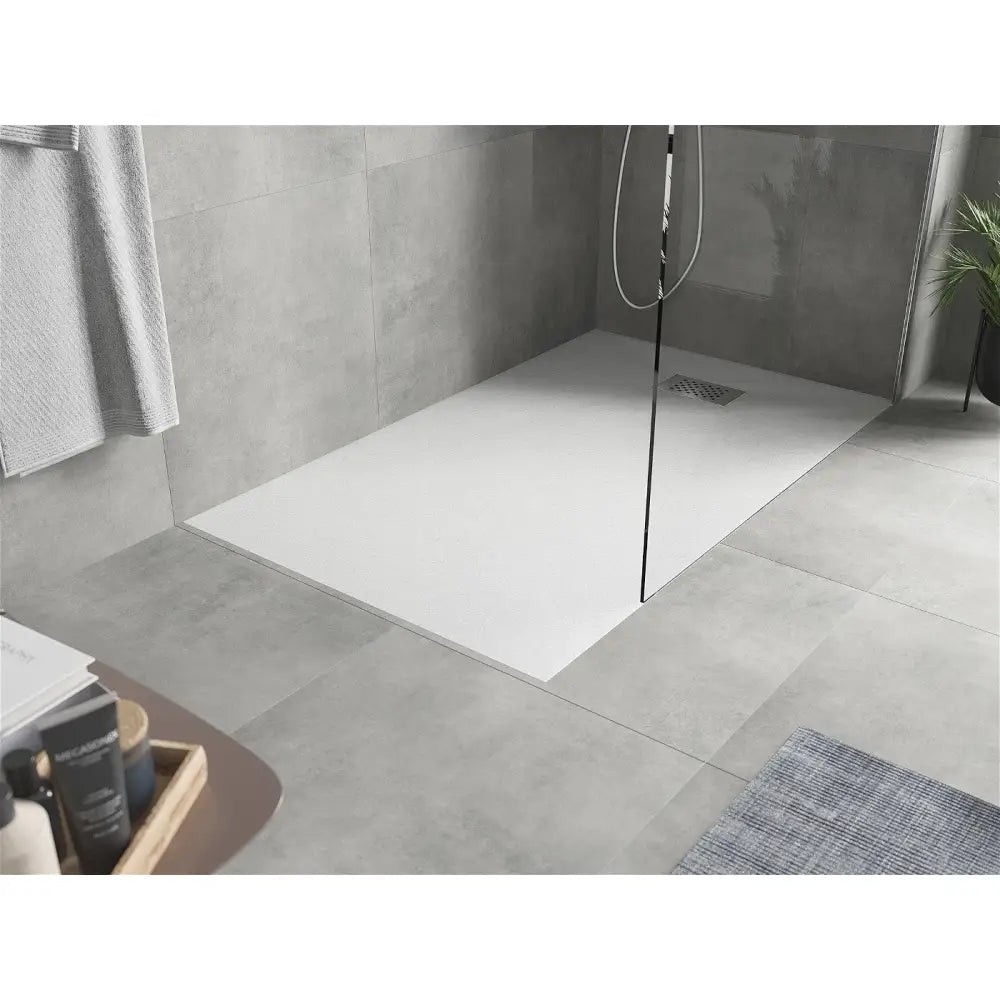 Mexen Hugo Rektangulært Dusjbrett Smc 150x70 Cm Hvit med Inox Frontpanel - 42107015-x