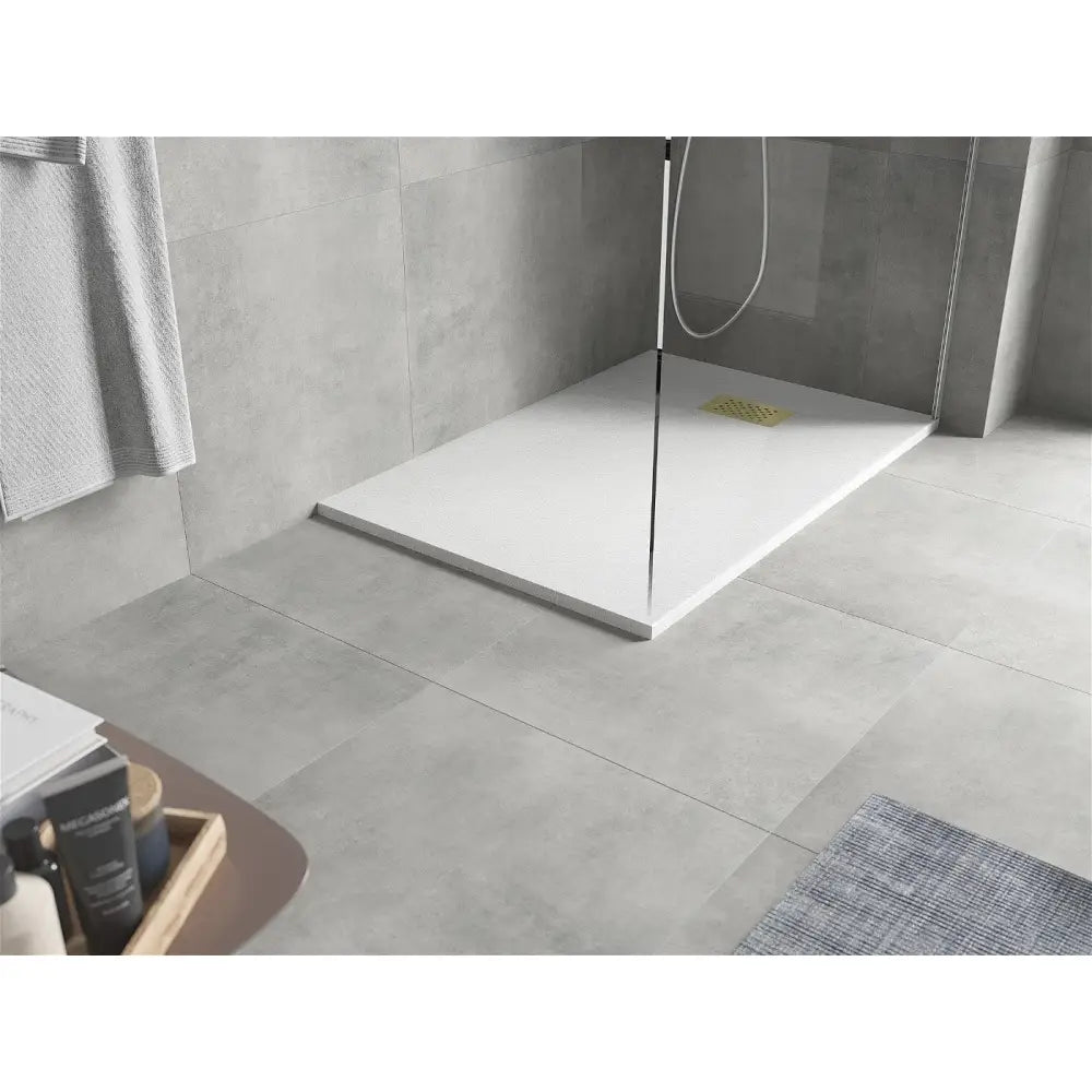 Mexen Hugo Rektangulært Dusjkabinett Smc 100x70 Cm Hvit med Gulldeksel - 42107010-g