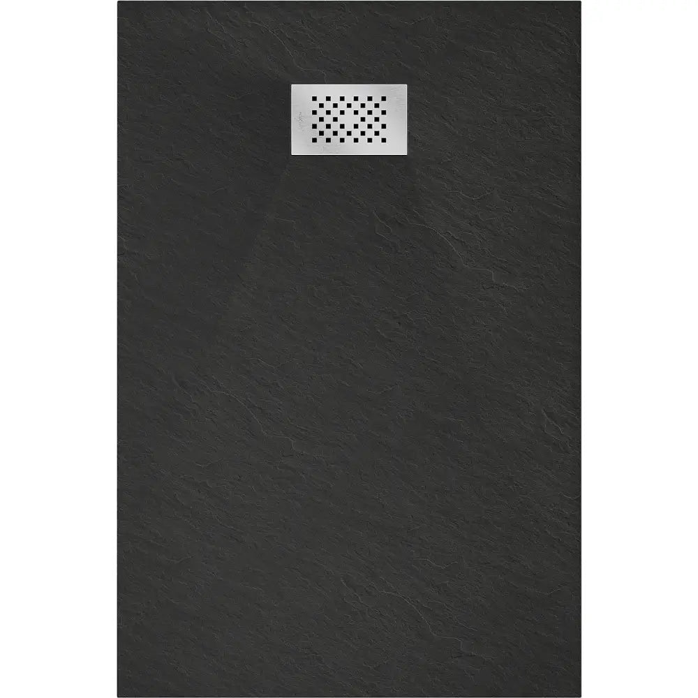 Mexen Hugo Rektangulært Smc Dusjbrett 100x80 Cm Sort med Inox Frontpanel - 42708010-x