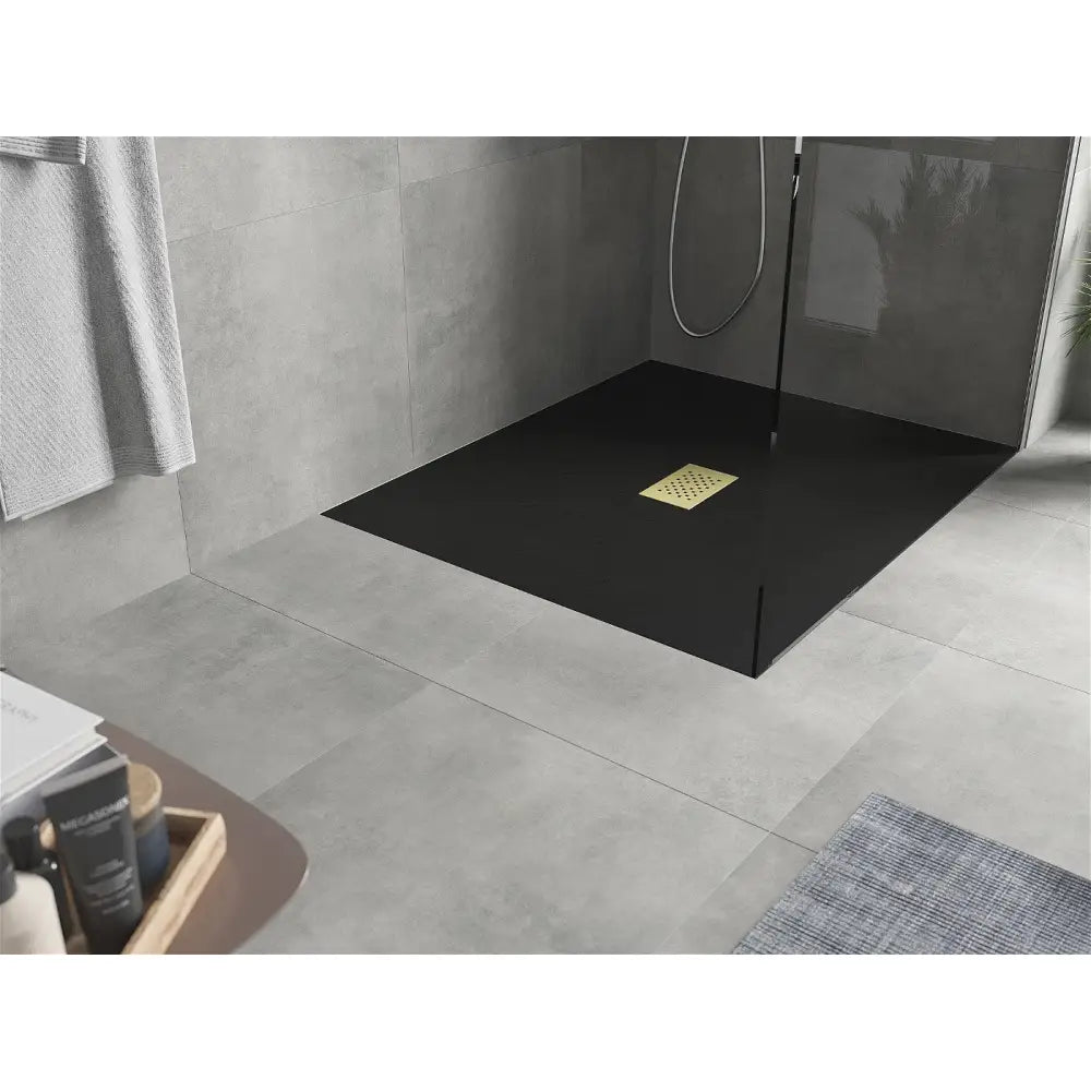 Mexen Hugo Rektangulært Smc Dusjbrett 110x100 Cm Svart med Gull Deksel - 42701011-g